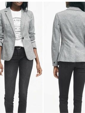 NWT Banana Republic Women's Long and Lean Gray Blazer 100% Wool. Size 8